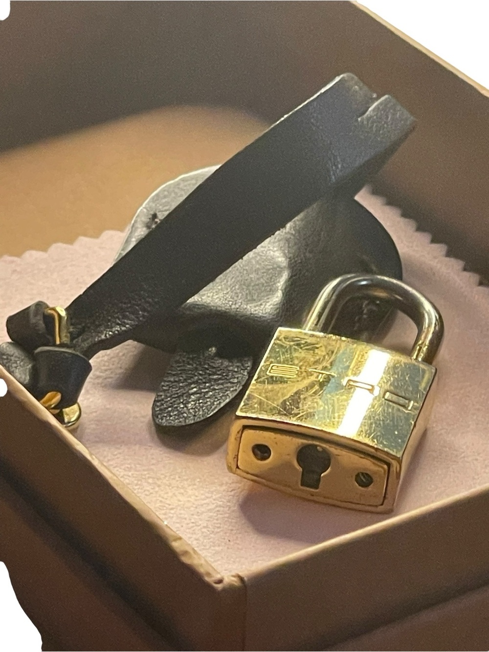 ⁠Authentic ETRO Milano Gold Padlock with Key & Dark Brown Leather Clochette⁠